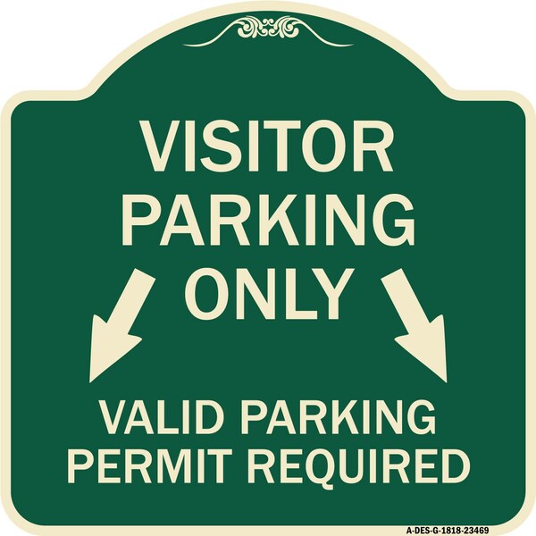 Signmission Parking Area Visitors Parking Only Valid Parking Permit Required with Both Side Down, G-1818-23469 A-DES-G-1818-23469 - main